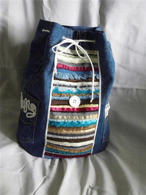 «Как сшить рюкзак из старых джинсов и кромок ткани».