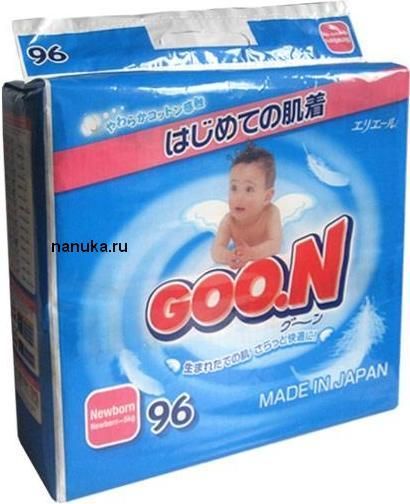 Подгузники GooN (Гун) для новорожденных 96 шт. Экспортные
