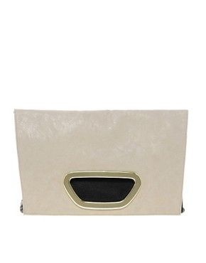 Image 1 of  ASOS Fold-over Metal Plate Clutch Bag