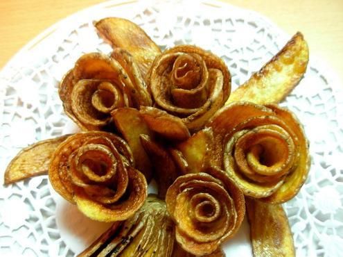 Украшение блюд: розы из картофеля