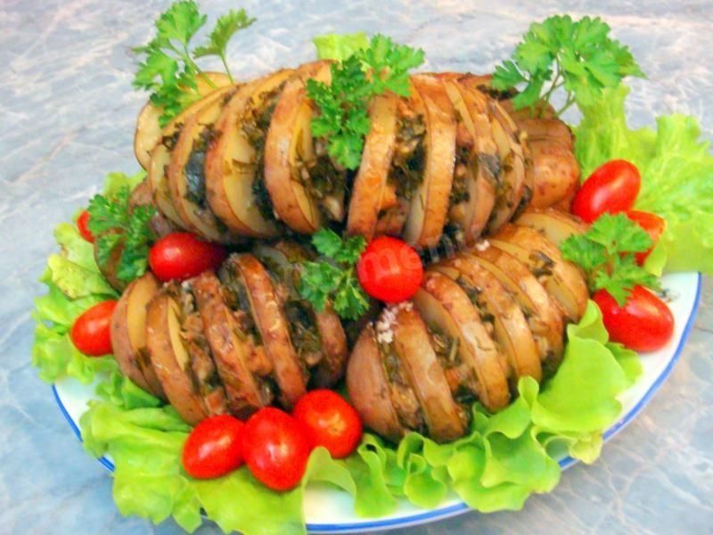 Рецепт Картофель, запеченный с грибами с фото