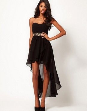 Image 1 of  TFNC Hi Lo Bandeau Dress with Embellished Waist